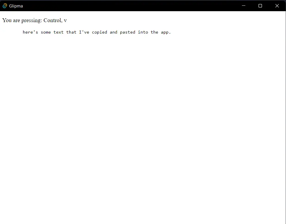 Pasting some text into my app.